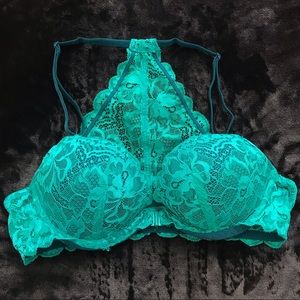 PINK VS Aqua and Navy Date Racerback Bra